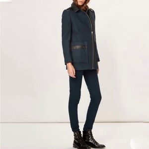 Maje coat with leather trim